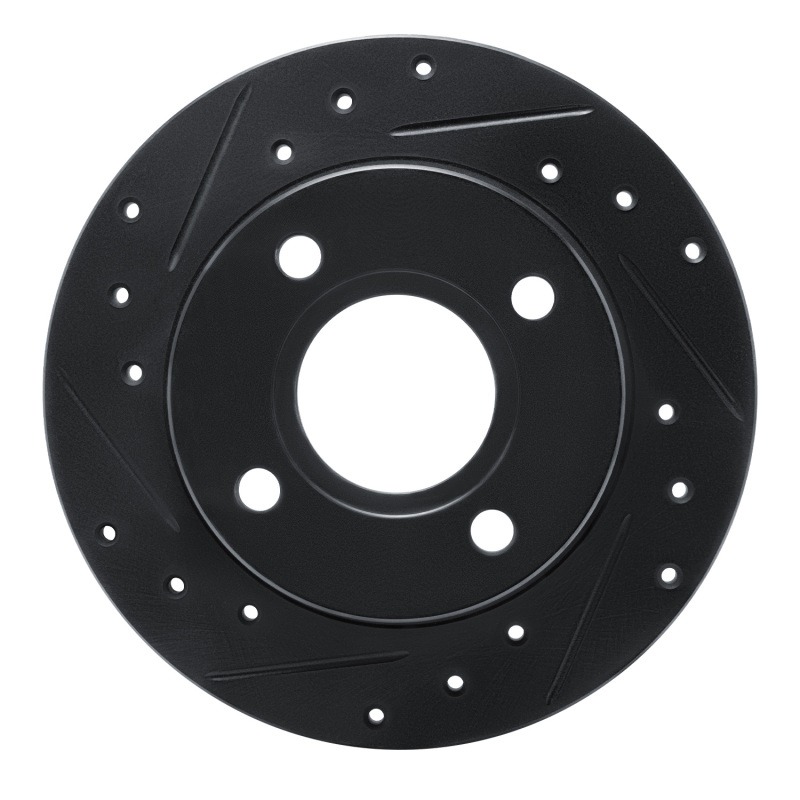 Ford Fiesta Brake Rotor (1) - Front Left - R1 Concepts - Drilled & Slotted - Black - `96-`04